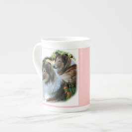 Zwei Sable Rough Collieses Kunstgeschenke Prozellantasse