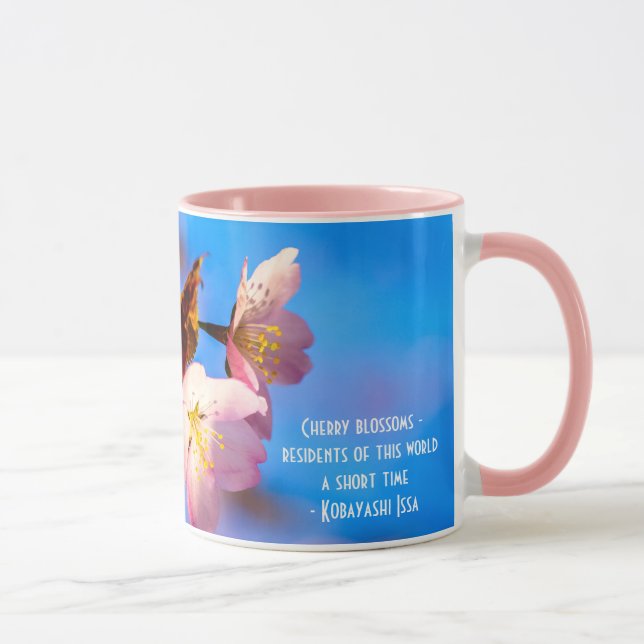 Zwei Sakura-Blume auf blau Tasse (Rechts)