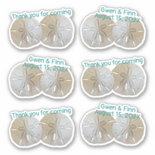Zwei Sand Dollars Hochzeit danke dir geformt Aufkleber