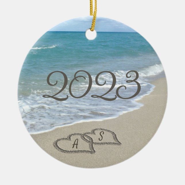 Zwei Sandhörer am Strand Keramikornament (Vorne)