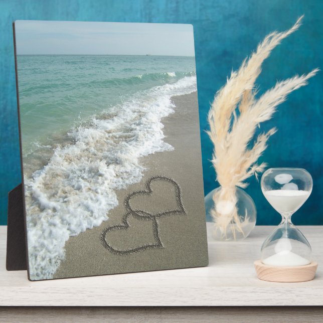 Zwei Sandhörer am Strand, romantischer Ozean Fotoplatte (Seite)