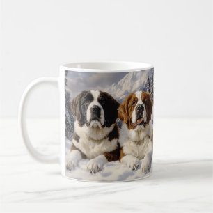 Zwei Sankt-Bernhard-Hunde im Schnee Kaffeetasse