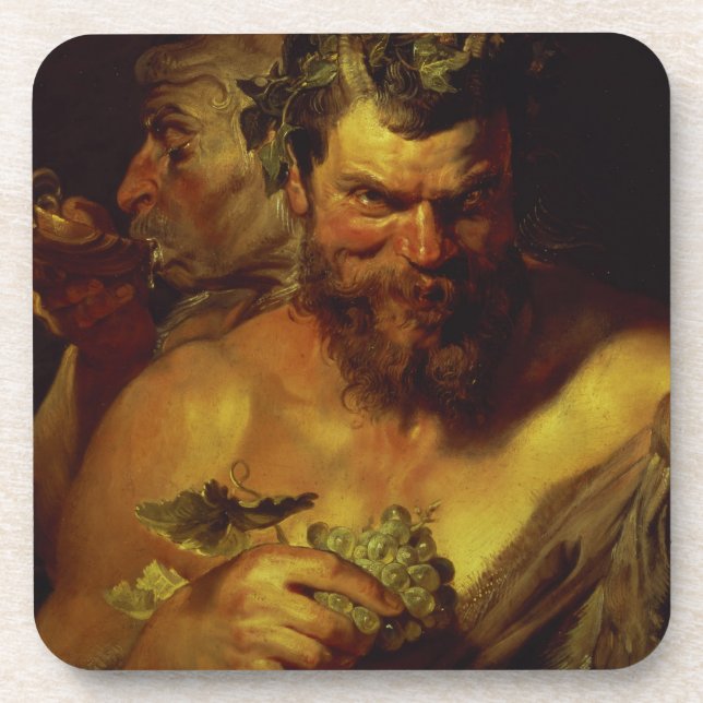 Zwei Satyrs (Öl auf Platte) Getränkeuntersetzer (Vorderseite)