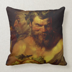 Zwei Satyrs (Öl auf Platte) Kissen