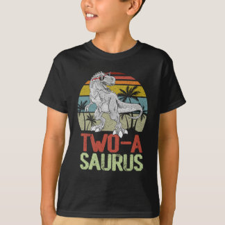 Zwei Saurus Geburtstag T Rex Dino 2. Dinosaurier T-Shirt