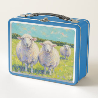 Zwei Schafe auf dem Feld Metall-Lunchbox Metall Brotdose