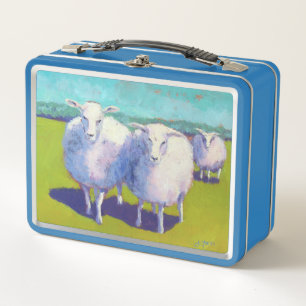 Zwei Schafe auf dem Gebiet Metall Lunch Box