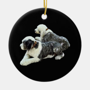 Zwei Schafhunde Keramik Ornament