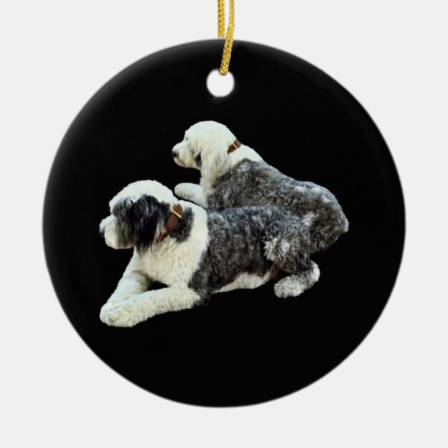 Zwei Schafhunde Keramik Ornament (Vorne)