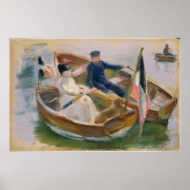 Zwei Schiffe mit Flaggen, Wannsee, 1910 Poster (Vorne)