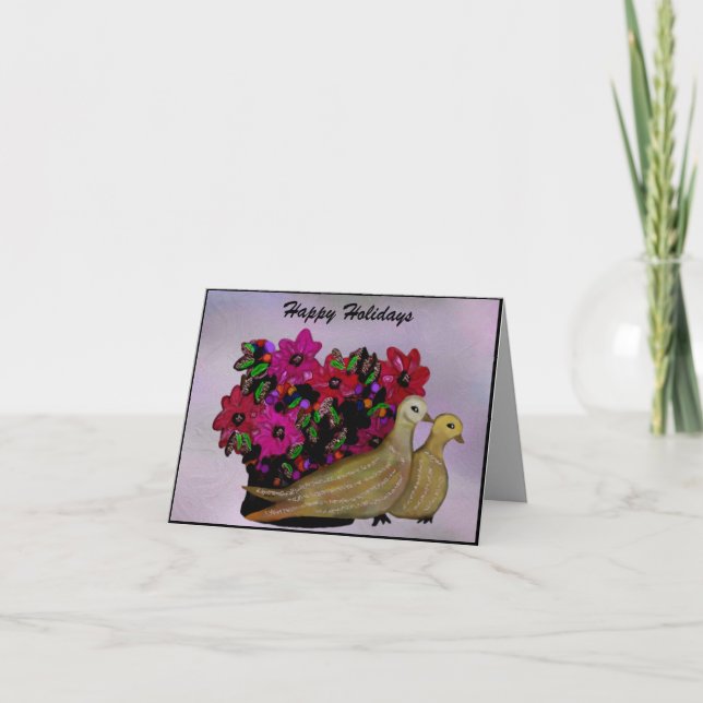 Zwei Schildkröte-Tauben-Karten Feiertagskarte (Vorderseite)