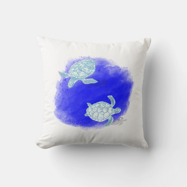 Zwei Schildkröten schwimmen Kissen (Vorderseite)