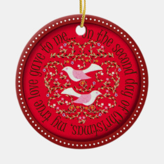 Zwei Schildkrötetauben Keramik Ornament