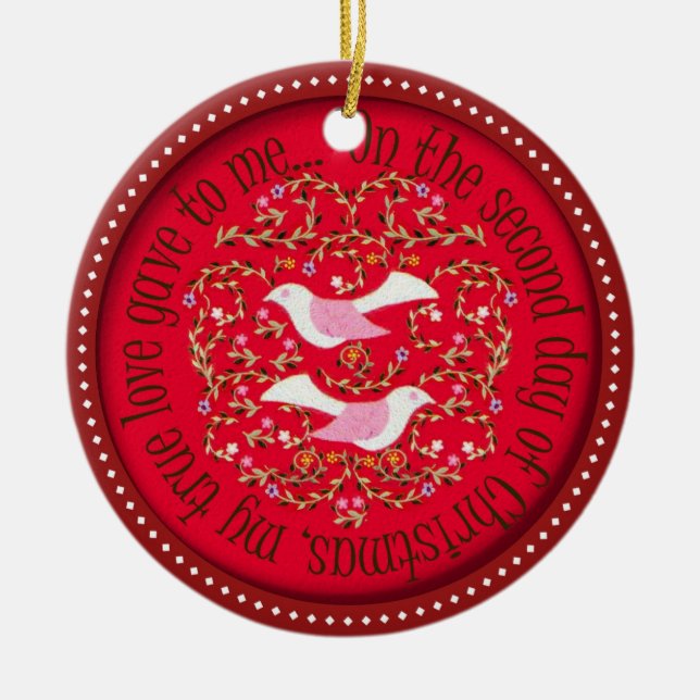 Zwei Schildkrötetauben Keramik Ornament (Vorne)