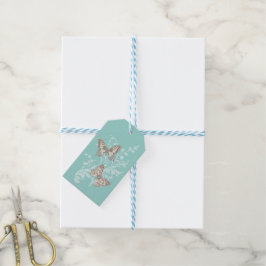Zwei Schmetterlinge zeichnend Aqua-aquamarine Hoch Geschenkanhänger