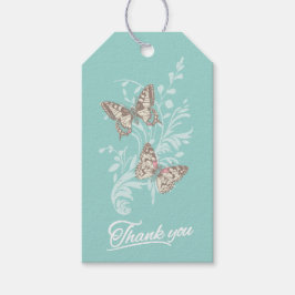 Zwei Schmetterlinge zeichnend Aqua Dankeschön Gesc Geschenkanhänger