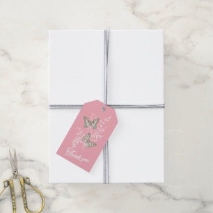 Zwei Schmetterlinge zeichnend Rosa Dankeschön-Tag Geschenkanhänger
