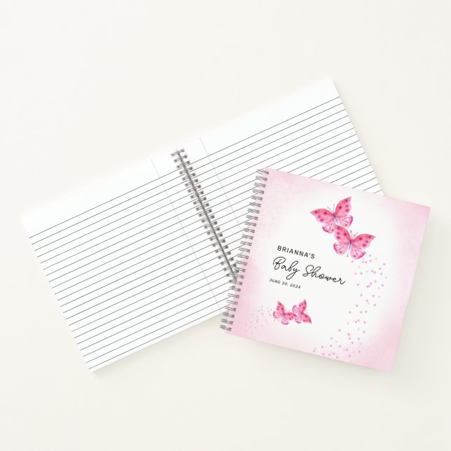 Zwei Schmetterlinge zwei Girls Baby Shower Gästebu Notizbuch (Innenseite)