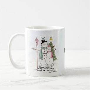 Zwei Schneemenschen Watercolor Magic Winterszene Kaffeetasse
