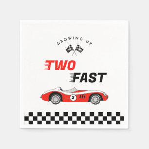Zwei schnell Vintage Red Race Car Boys Geburtstag Serviette