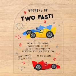 Zwei schnelle 2. Geburtstagskinder Racing Cars Acryleinladungen