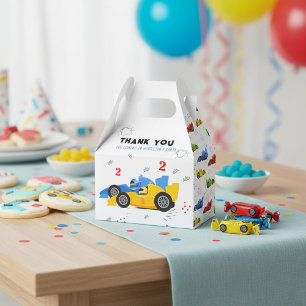 Zwei schnelle 2. Geburtstagskinder Rennwagen Name Geschenkschachtel