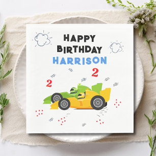 Zwei schnelle 2. Geburtstagskinder Rennwagen Name Serviette