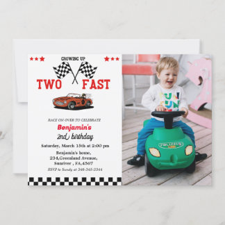 Zwei schnelle Auto Junge 2. Geburtstag Party Einladung