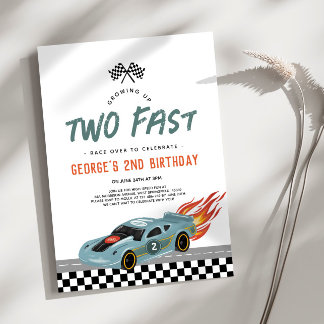 Zwei schnelle Birthday Hot Cars und Burning Wheels Einladung