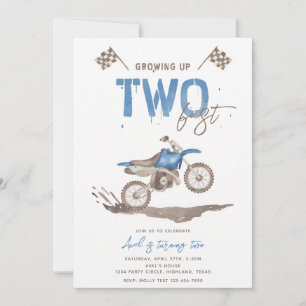 Zwei schnelle blaue Dirt-Bike-Geburtstag Einladung