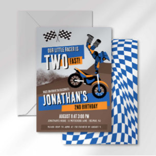 Zwei schnelle Dirt Bike Motocross zweiter Geburtst Einladung