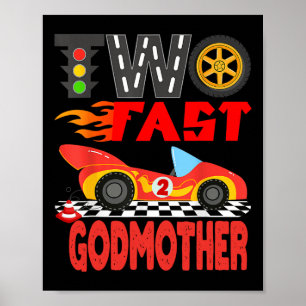 Zwei schnelle Godmutterpit Crew Racing Car Family Poster
