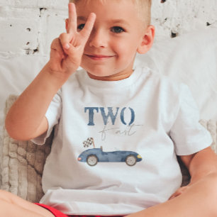 ZWEI schnelle marineblaue Rennwagen-Geburtstags-T- Kleinkind T-shirt