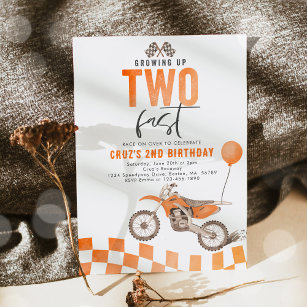 Zwei schnelle Orange Dirt Bike Boy zum Geburtstag Einladung