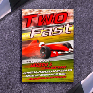 Zwei Schnelle - Racing 2. Geburtstag Einladung