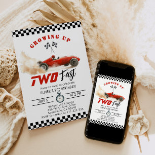 Zwei schnelle Red Race Auto am 2. Geburtstag Einladung