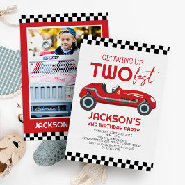 Zwei schnelle Red Race Car 2. Geburtstag wachsen Einladung