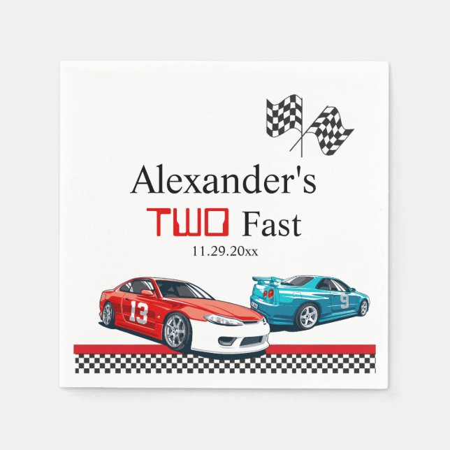 Zwei schnelle Red Race Cars Serviette (Vorderseite)