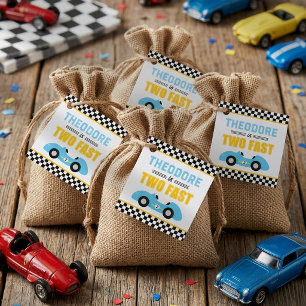 Zwei schnelle Rennwagen 2. Geburtstagsfeier Geschenkanhänger