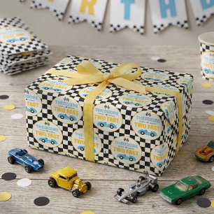 Zwei schnelle Rennwagen 2. Geburtstagsfeier Geschenkpapier
