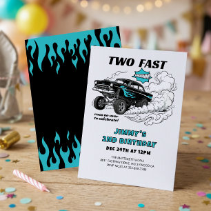 Zwei schnelle Rennwagen 🏁 Gasser 2. Geburtstag Einladung