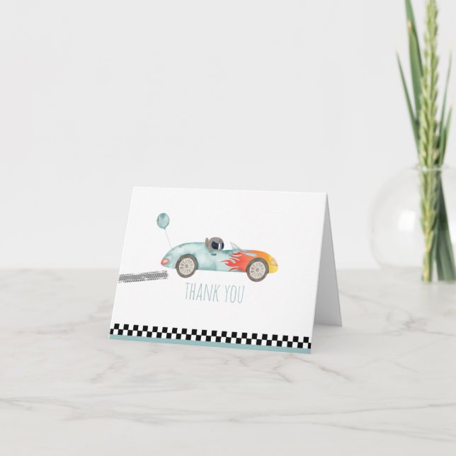 Zwei schnelle Rennwagen zum Geburtstag Dankeskarte (Vorderseite)