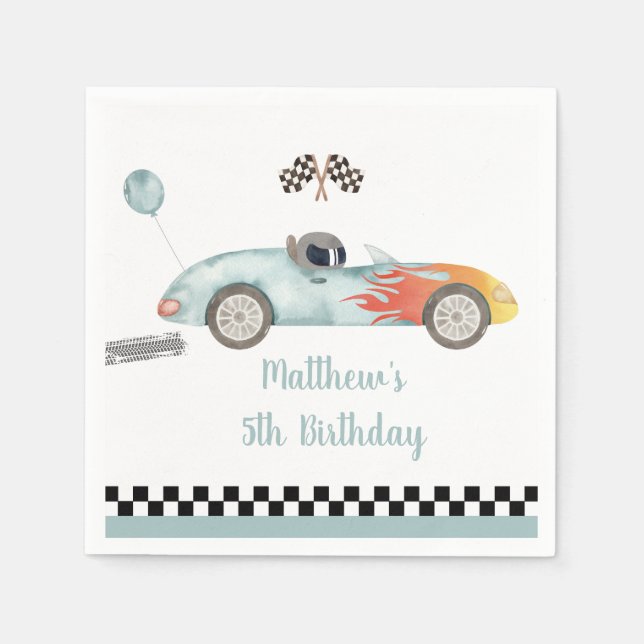 Zwei schnelle Rennwagen zum Geburtstag Serviette (Vorderseite)