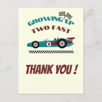 Zwei schnelle Retro Boy Race Car erwachsen Danke Postkarte
