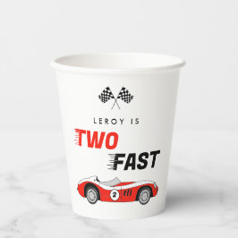 Zwei schnelle Vintage Red Race Car Boy 2. Geburtst Pappbecher