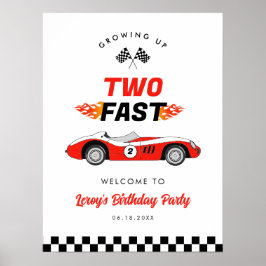 Zwei schnelle Vintage Rennwagen Junge 2. Geburtsta Poster