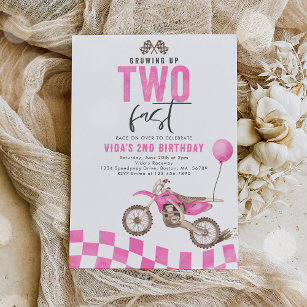 Zwei schnelles rosa Bike Girl zum Geburtstag wachs Einladung