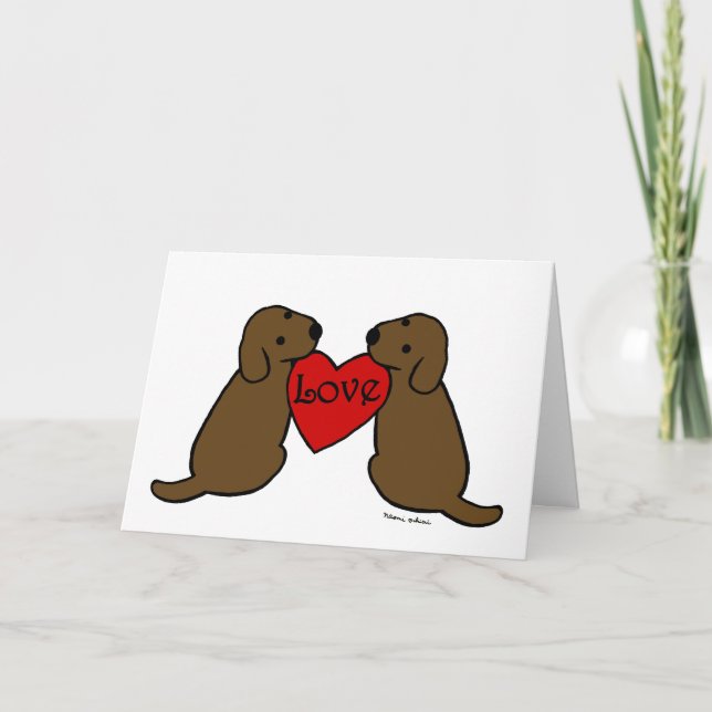 Zwei Schokolade Labradors Cartoon Vielen Dank Dankeskarte (Vorderseite)
