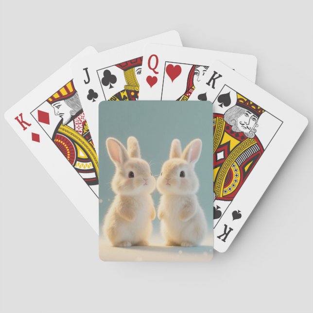 Zwei schöne Bunnies Stehend Spielkarten (Rückseite)