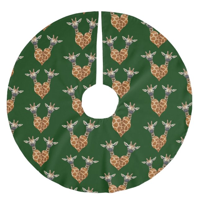 Zwei schöne Giraffen Polyester Weihnachtsbaumdecke (Vorderseite)